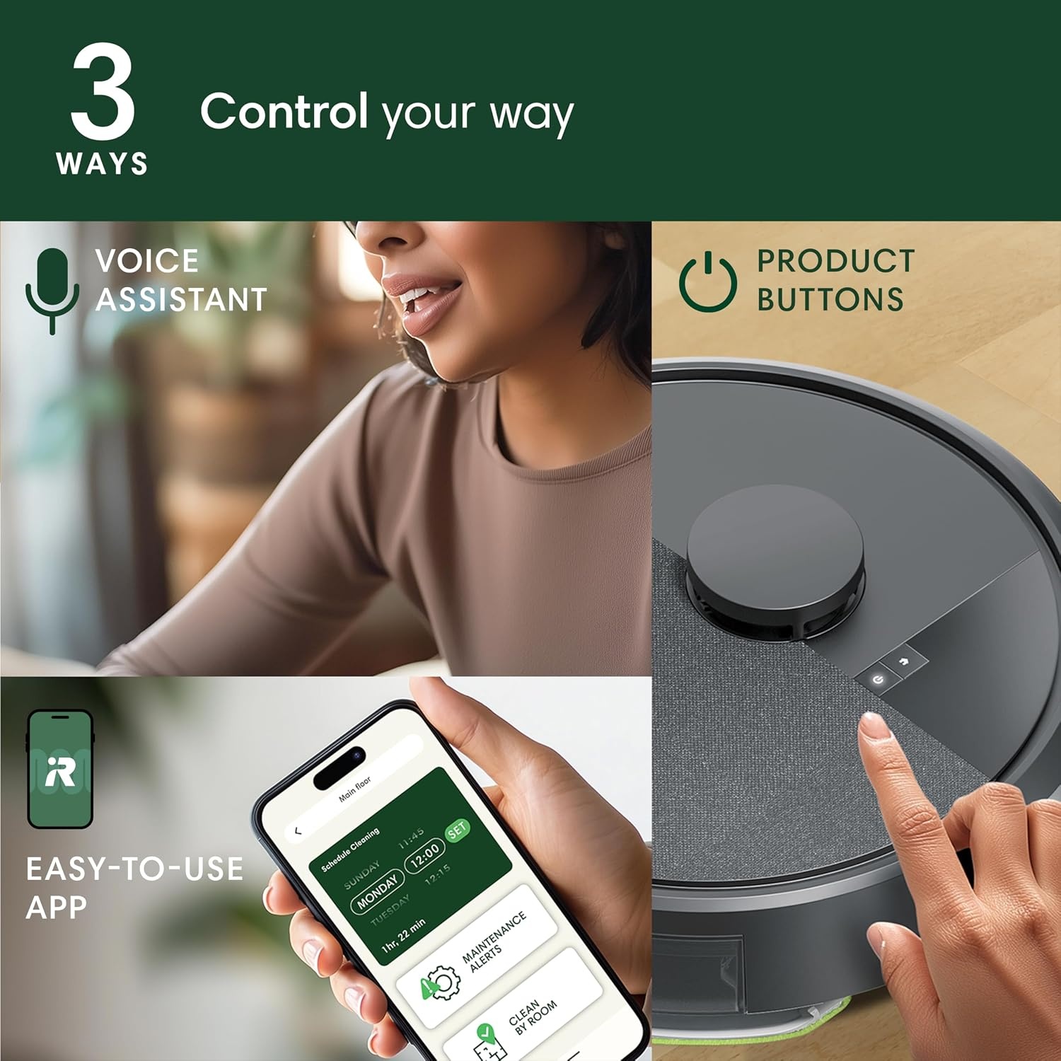 image:imageiRobot Roomba 104 2in1 Vacuum amp Mop Robot SelfEmpties for 75 Days Intense PowerLifting Suction Vacuums All Floors Ideal for Pet Hair LiDAR Smart Navigation Mapping Mops Hard FloorsGray