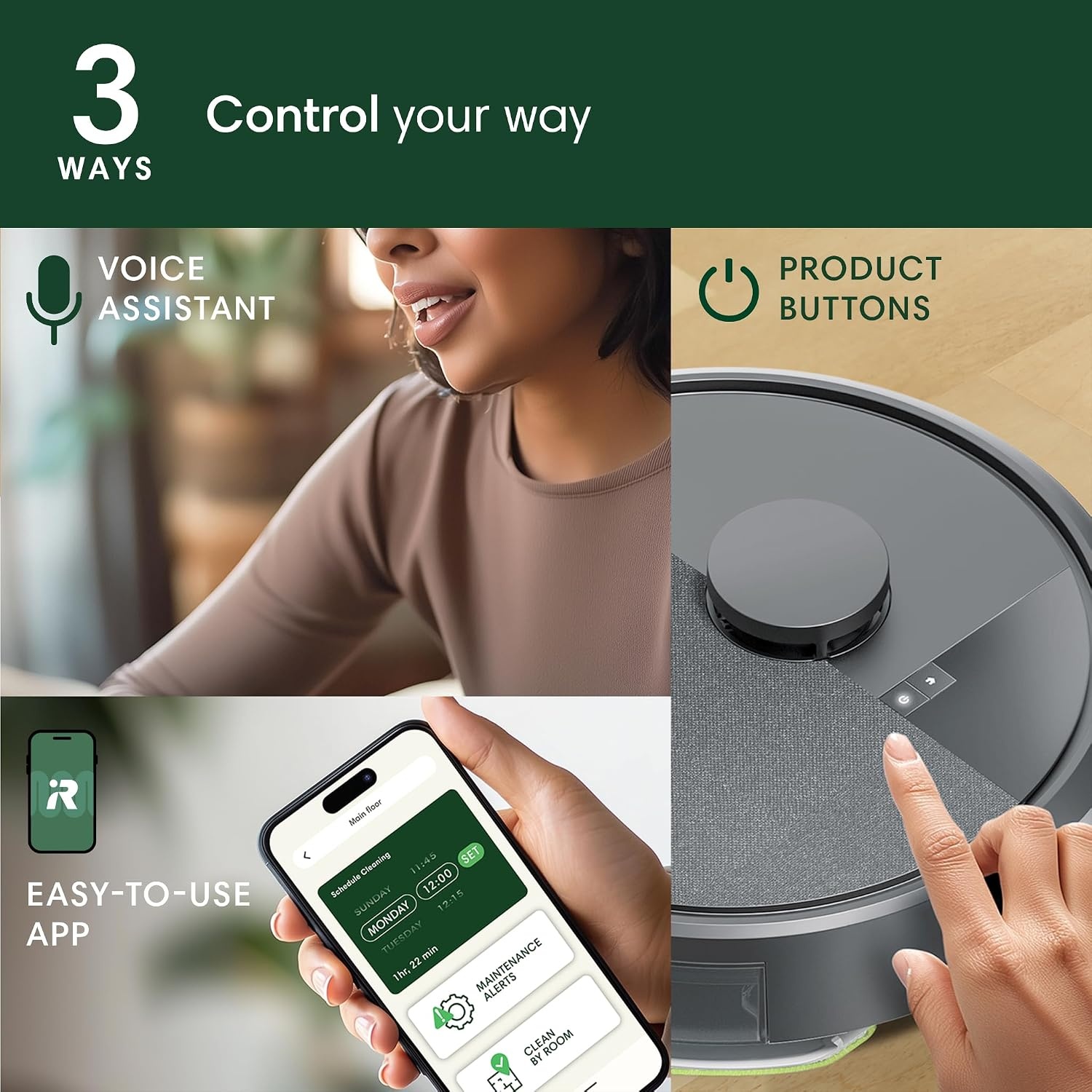 image:imageiRobot Roomba 104 2in1 Vacuum amp Mop Robot SelfEmpties for 75 Days Intense PowerLifting Suction Vacuums All Floors Ideal for Pet Hair LiDAR Smart Navigation Mapping Mops Hard FloorsGray
