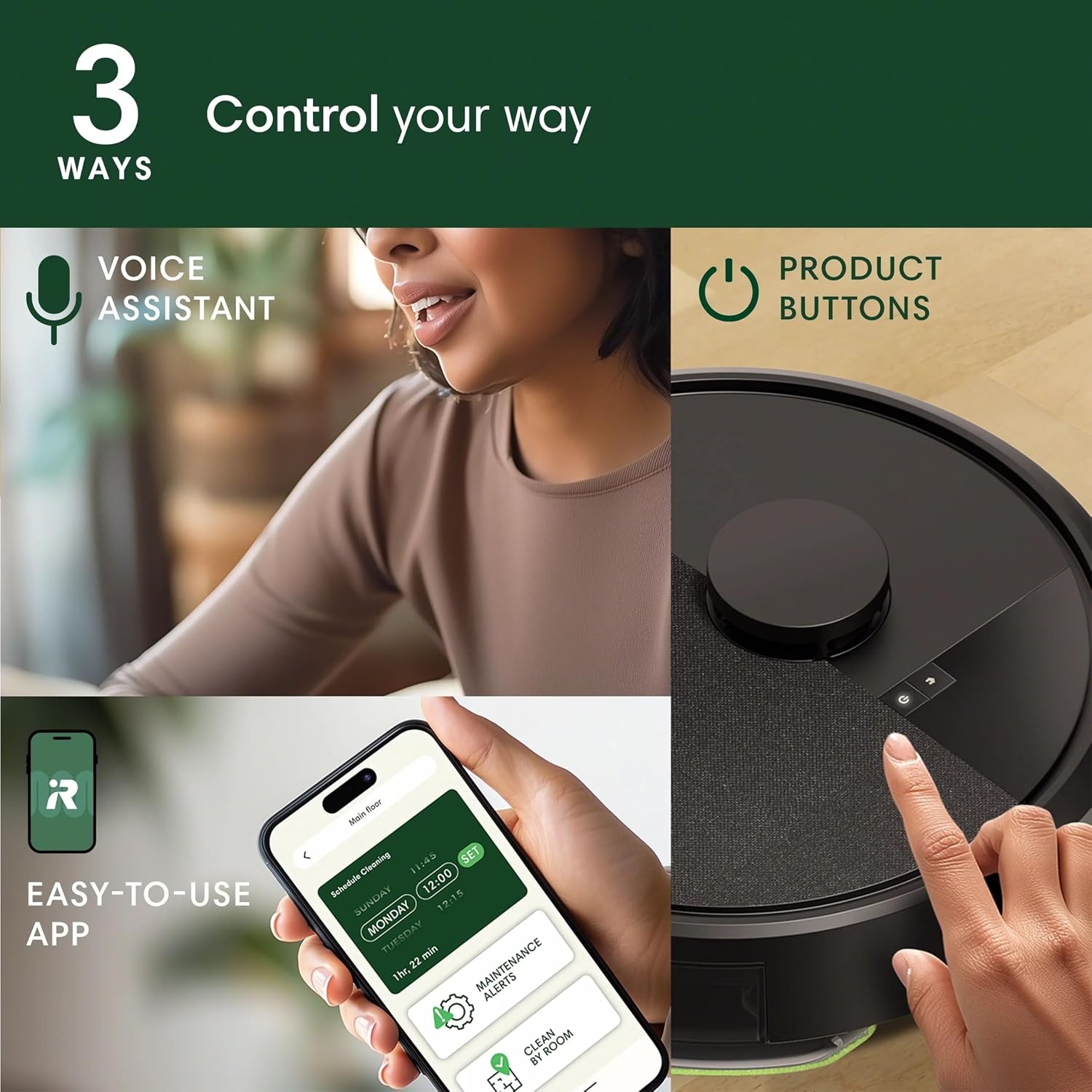 image:imageiRobot Roomba 104 2in1 Vacuum amp Mop Robot SelfEmpties for 75 Days Intense PowerLifting Suction Vacuums All Floors Ideal for Pet Hair LiDAR Smart Navigation Mapping Mops Hard FloorsGray