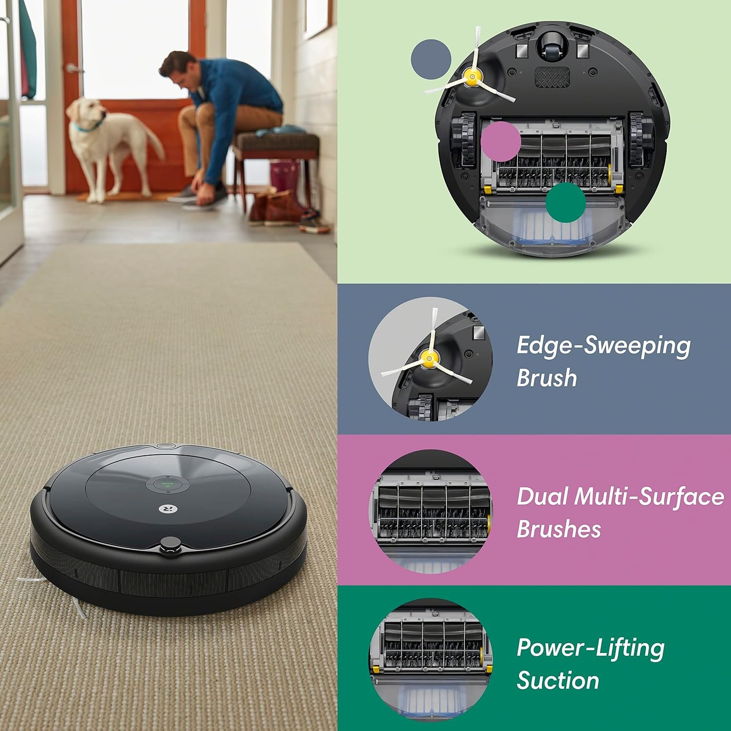 image:imageiRobot Roomba 105 Vac Robot Vacuum Easy to use Intense PowerLifting Suction LiDAR Navigation MultiSurface Cleaning Cleans in Neat Rows SelfChargingCharcoal