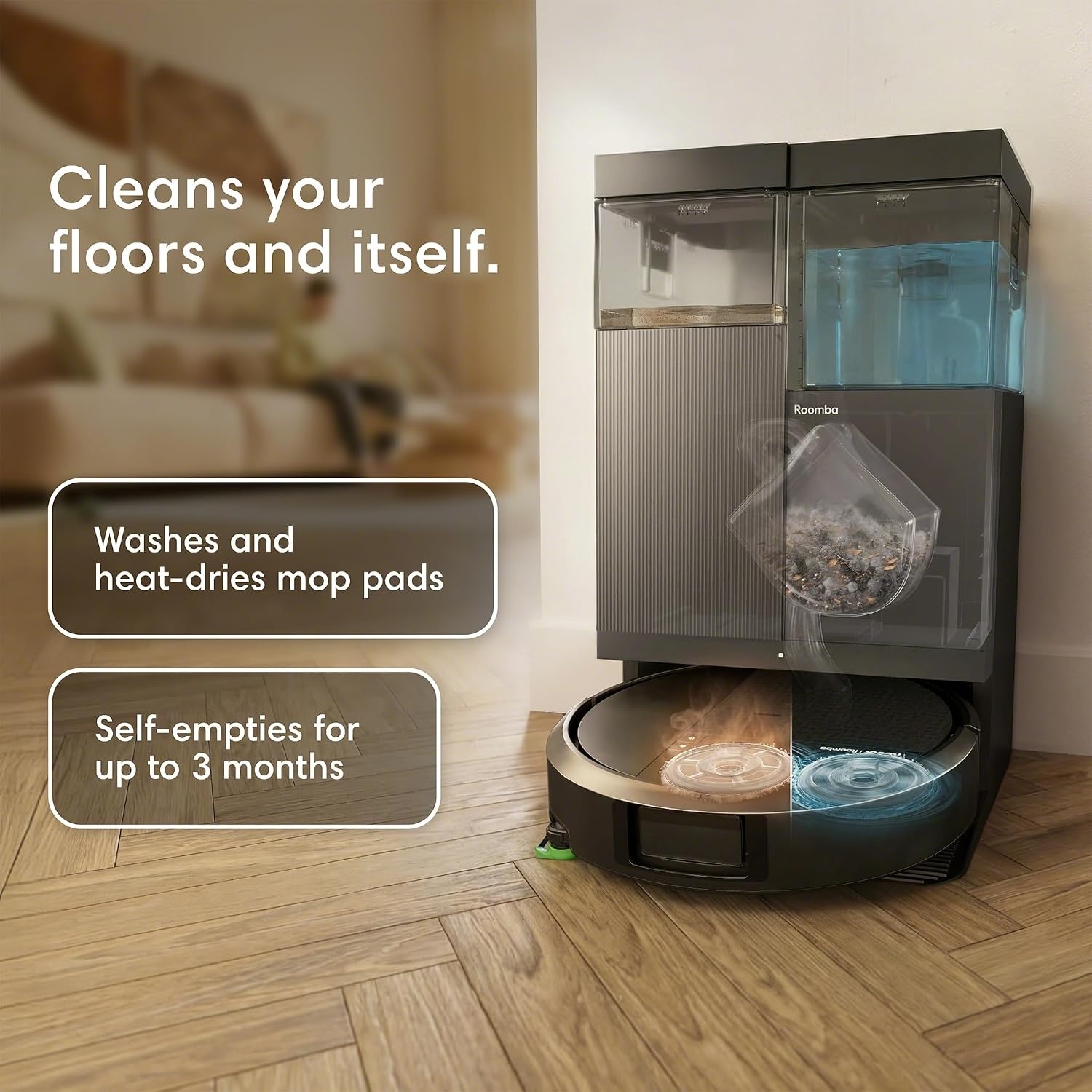 image:imageiRobot Roomba Plus 415 Robot Vacuum amp Mop Combo 20000Pa Suction 90 Days SelfEmptying Multifunction Dock SelfCleaning amp Hot Dry Smart Obstacle Avoidance Lifting Spinning Mops Ideal for Pets