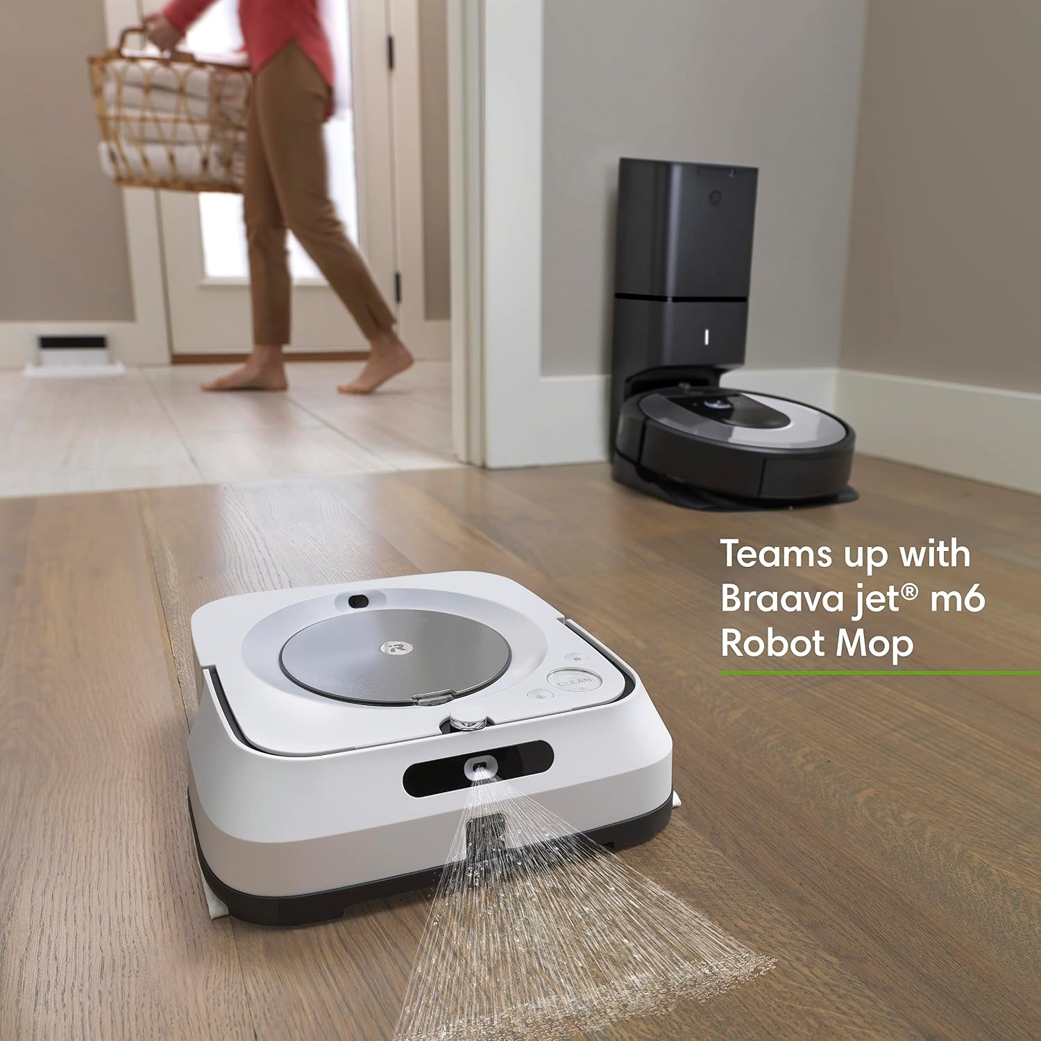 image:imageiRobot Roomba Plus 505 Combo Robot Vacuum amp Mop with AutoWash Dock Extending Spinning Mop Pads SelfEmpties Pad Wash amp Heated Drying Selfcleaning Recognizes amp Avoids Obstacles LiDAR NavigationSilver