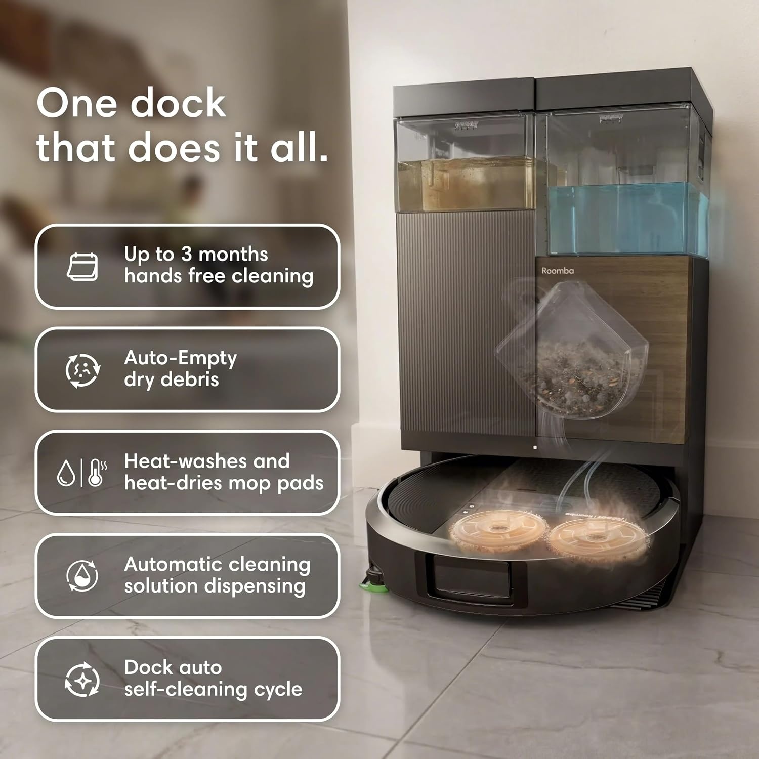 image:imageiRobot Roomba Plus 575 Robot Vacuum amp Mop Combo 25000Pa Suction PrecisionVision AI Obstacle Avoidance 90 Days Emptying Multifunction Dock SelfCleans Heated Wash amp Dry Lifting Spinning Mops575