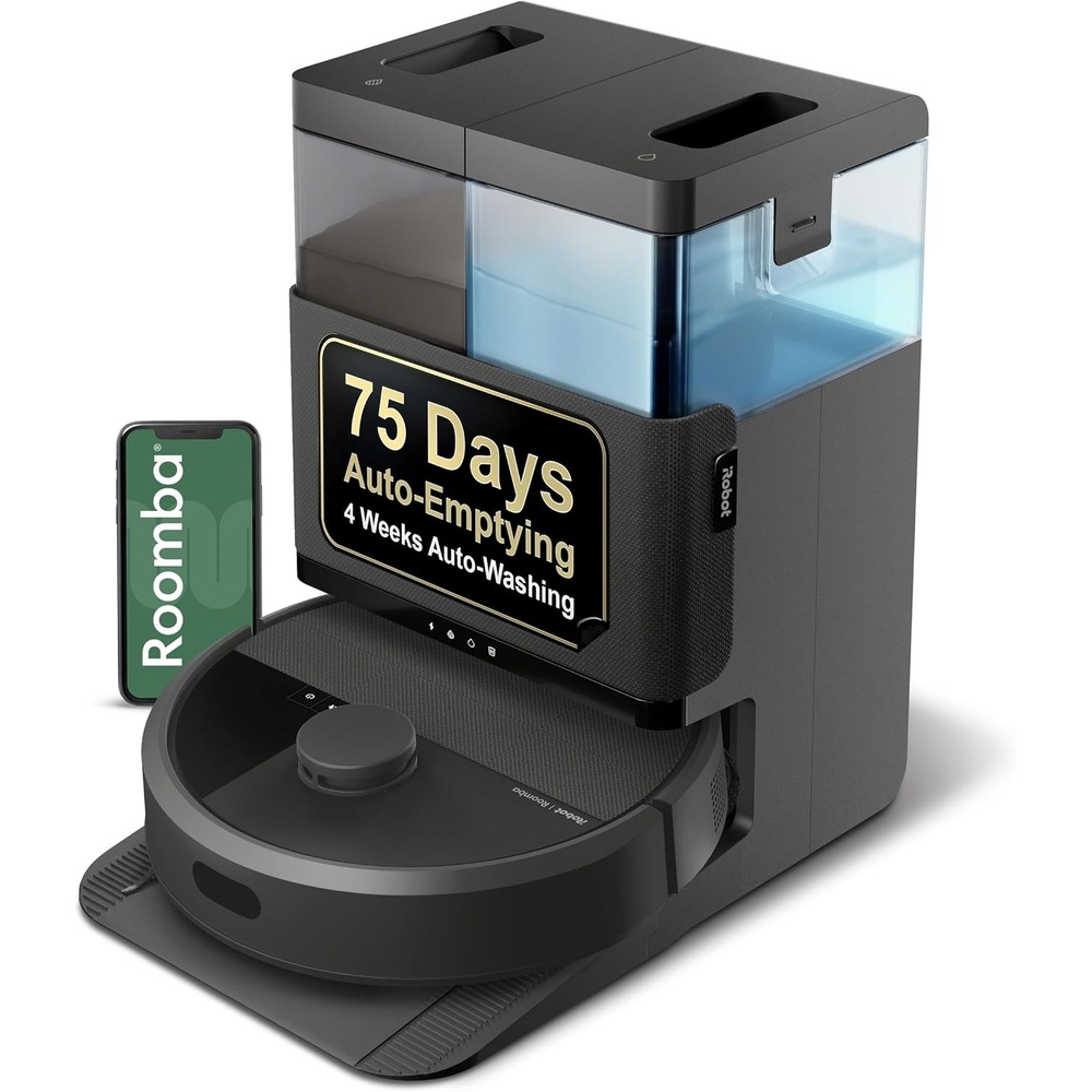 image:imageiRobot Roomba Plus 405 G181 2in1 Vacuum amp Mop Robot with AutoWash Dock Dual Spinning Smart amp Fast Mapping Ideal for Pet Hair SelfEmpties 75 Days Intense Suction Pad Washing amp DryingMatte Black