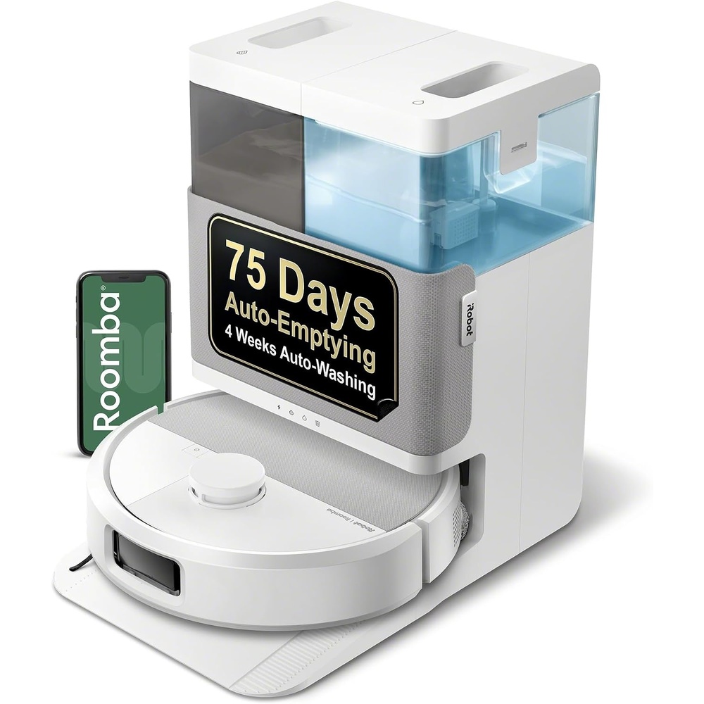 image:imageiRobot Roomba Plus 505 Combo Robot Vacuum amp Mop with AutoWash Dock Extending Spinning Mop Pads SelfEmpties Pad Wash amp Heated Drying Selfcleaning Recognizes amp Avoids Obstacles LiDAR NavigationWhite